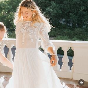 ZARA EMBROIDERED MIDI DRESS